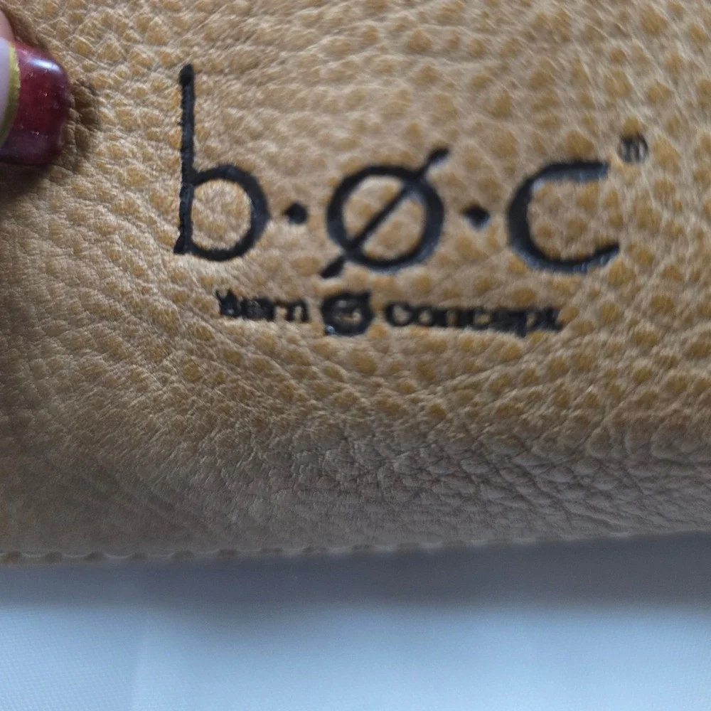 BOC Born Concept Womens Tote Bag Black Tan Pebbled‎ Faux Leather Shoulder Bag